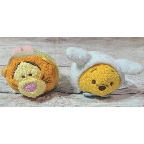 Disney Tsum Tsum Plush Winnie The Pooh Tigger Easter Stuffed Animals 3.5" 2018 - Picture 1 of 2